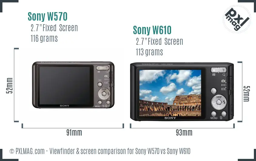 Sony W570 vs Sony W610 Screen and Viewfinder comparison