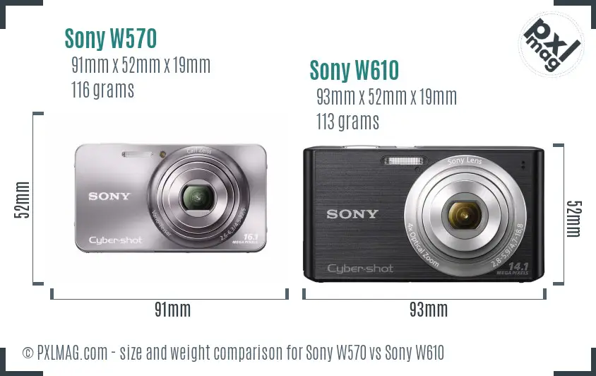 Sony W570 vs Sony W610 size comparison