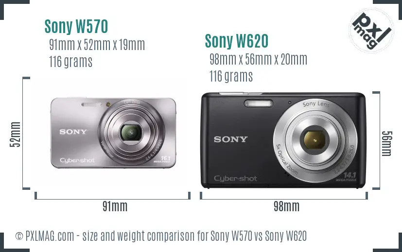 Sony W570 vs Sony W620 size comparison