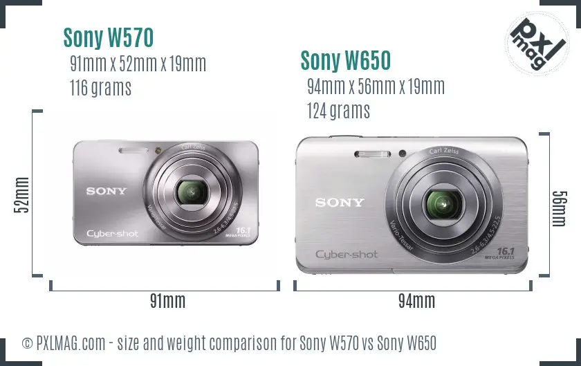 Sony W570 vs Sony W650 size comparison
