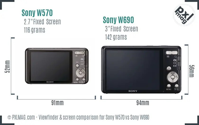Sony W570 vs Sony W690 Screen and Viewfinder comparison