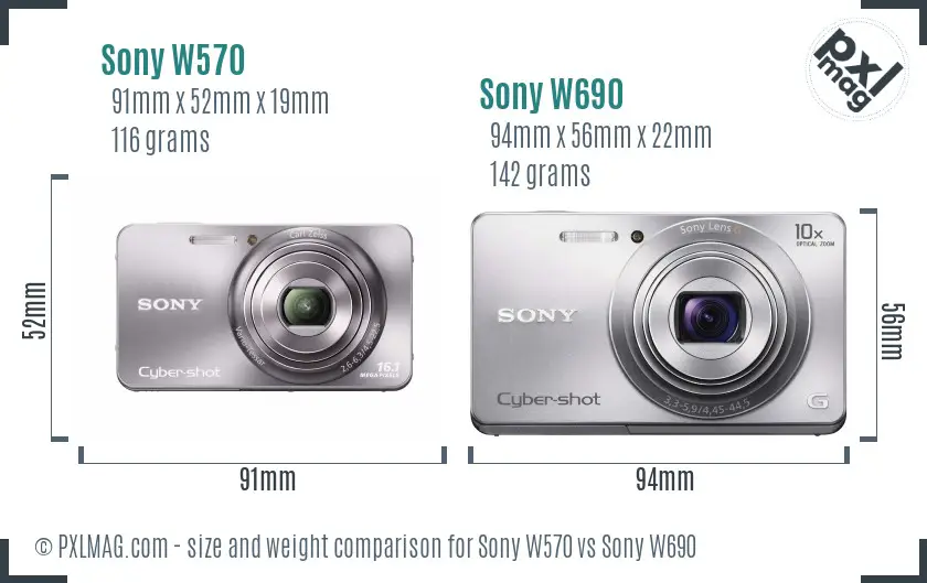 Sony W570 vs Sony W690 size comparison
