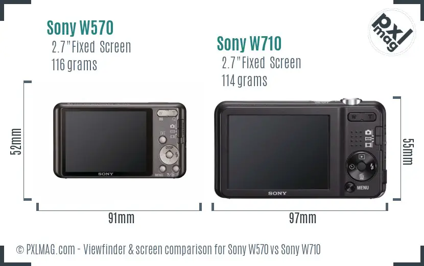 Sony W570 vs Sony W710 Screen and Viewfinder comparison