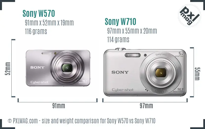 Sony W570 vs Sony W710 size comparison