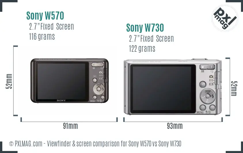 Sony W570 vs Sony W730 Screen and Viewfinder comparison