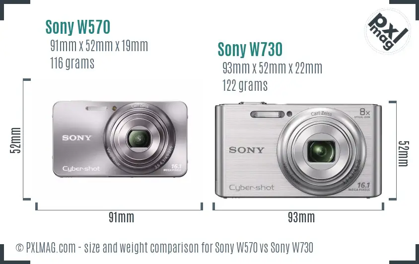 Sony W570 vs Sony W730 size comparison