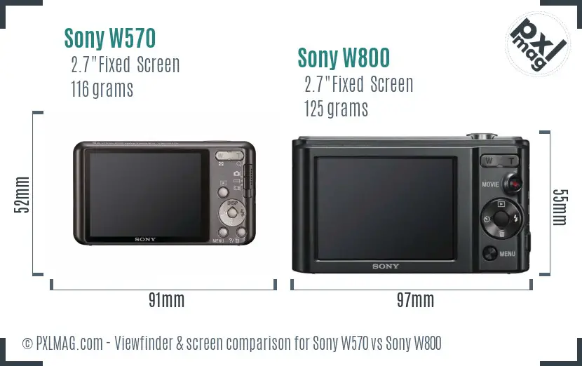 Sony W570 vs Sony W800 Screen and Viewfinder comparison