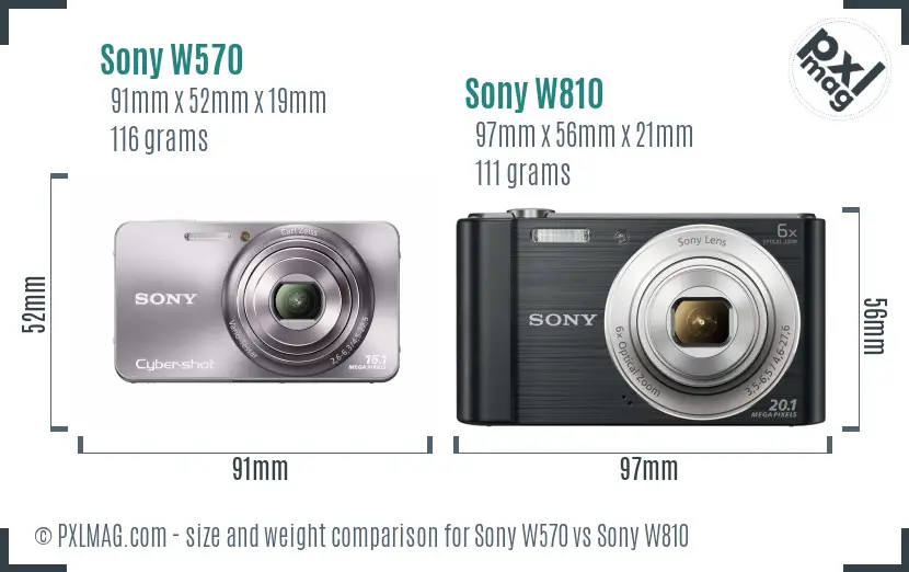 Sony W570 vs Sony W810 size comparison