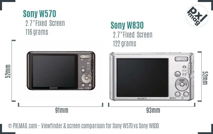 Sony W570 vs Sony W830 Screen and Viewfinder comparison