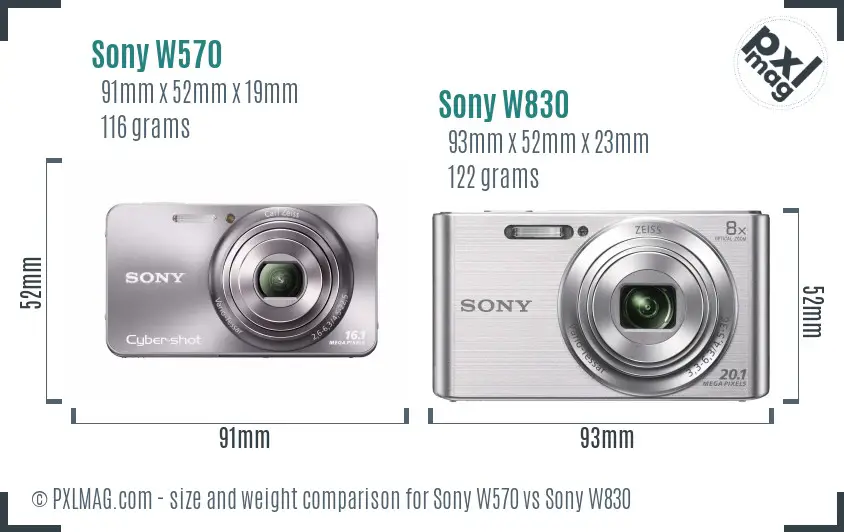 Sony W570 vs Sony W830 size comparison