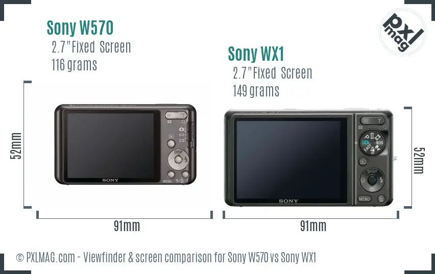 Sony W570 vs Sony WX1 Screen and Viewfinder comparison