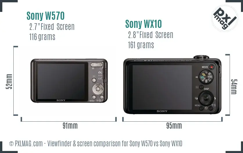 Sony W570 vs Sony WX10 Screen and Viewfinder comparison