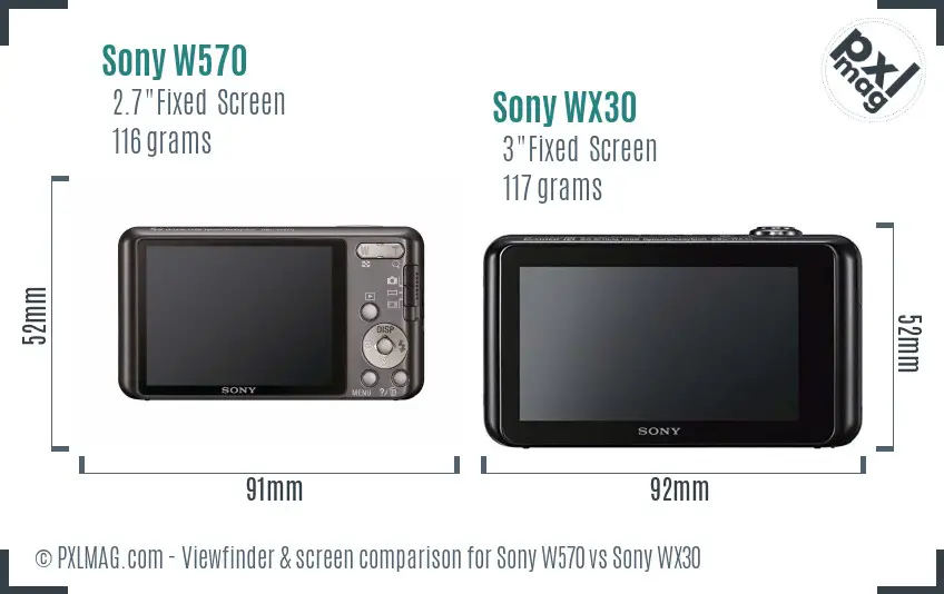 Sony W570 vs Sony WX30 Screen and Viewfinder comparison