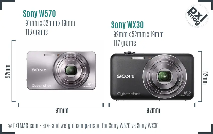 Sony W570 vs Sony WX30 size comparison