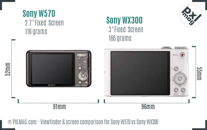 Sony W570 vs Sony WX300 Screen and Viewfinder comparison