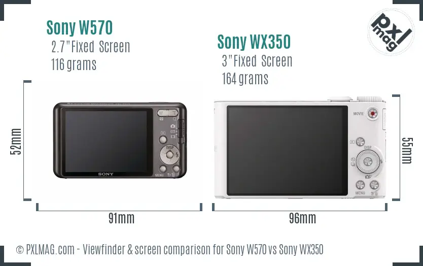 Sony W570 vs Sony WX350 Screen and Viewfinder comparison
