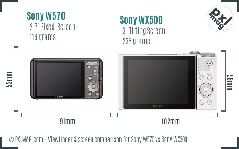 Sony W570 vs Sony WX500 Screen and Viewfinder comparison