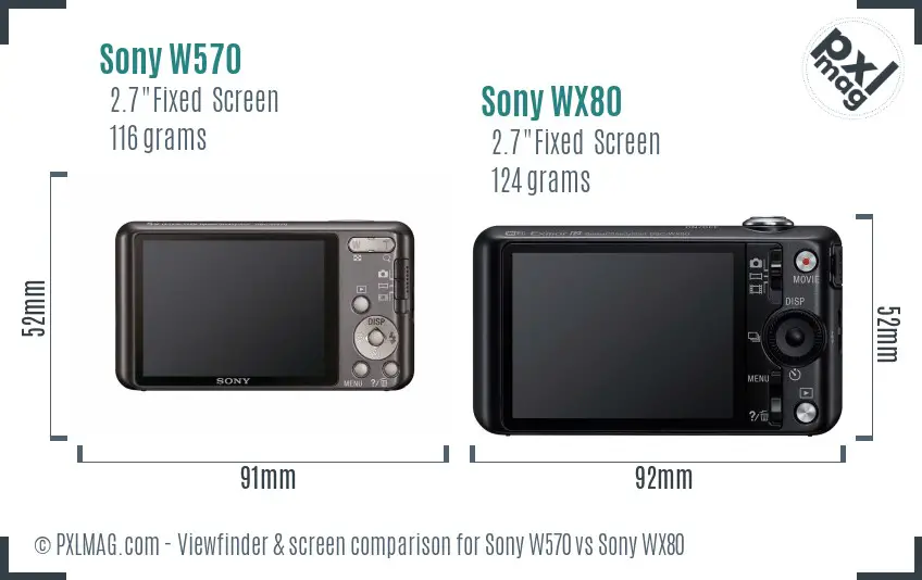 Sony W570 vs Sony WX80 Screen and Viewfinder comparison