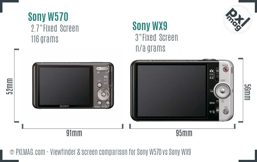 Sony W570 vs Sony WX9 Screen and Viewfinder comparison