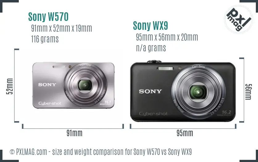 Sony W570 vs Sony WX9 size comparison