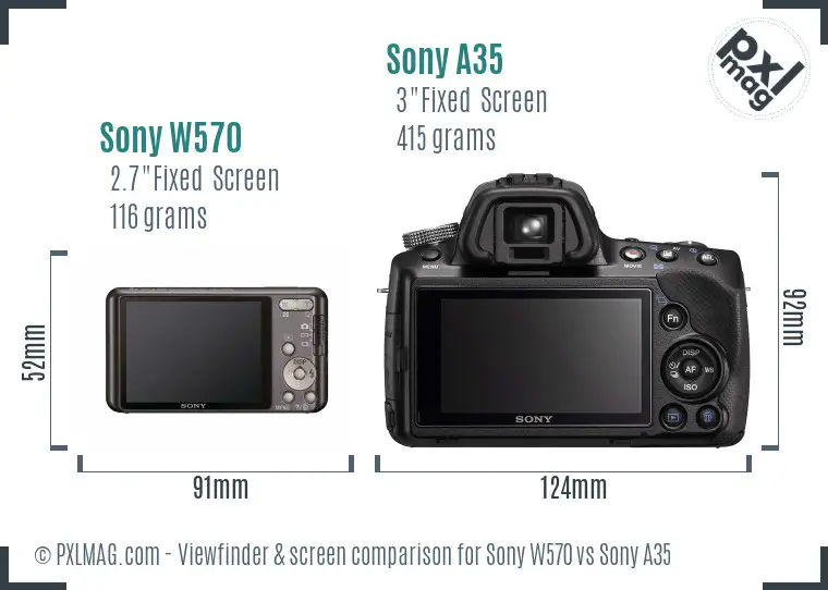 Sony W570 vs Sony A35 Screen and Viewfinder comparison
