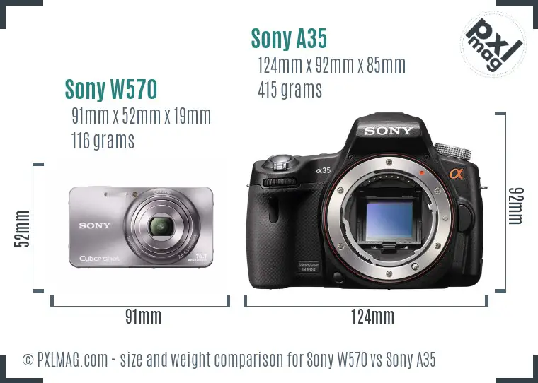 Sony W570 vs Sony A35 size comparison