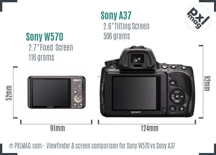 Sony W570 vs Sony A37 Screen and Viewfinder comparison