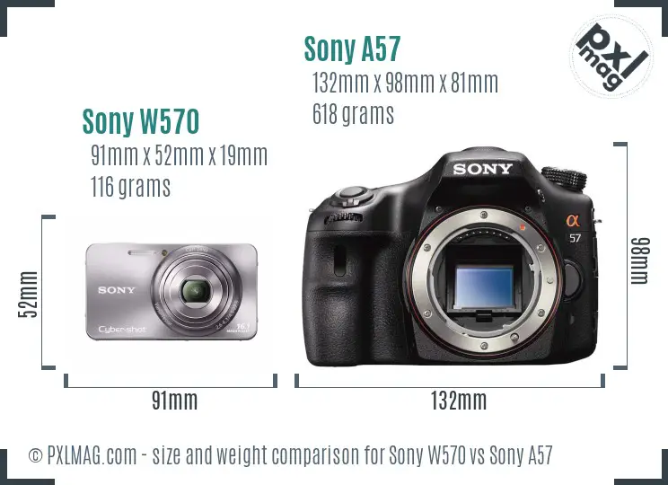 Sony W570 vs Sony A57 size comparison
