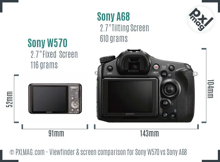 Sony W570 vs Sony A68 Screen and Viewfinder comparison