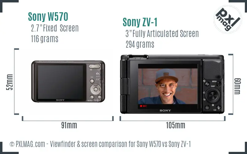Sony W570 vs Sony ZV-1 Screen and Viewfinder comparison