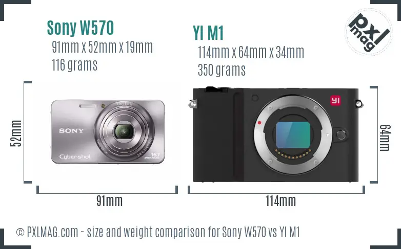 Sony W570 vs YI M1 size comparison