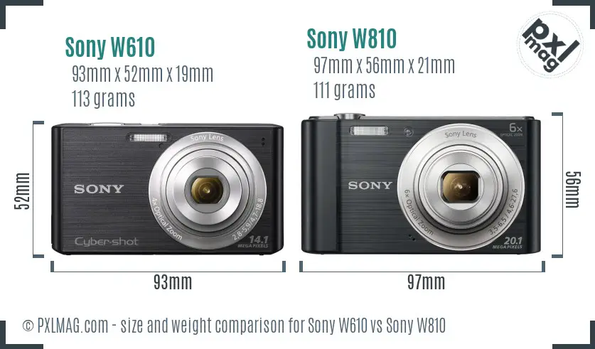 Sony W610 vs Sony W810 size comparison