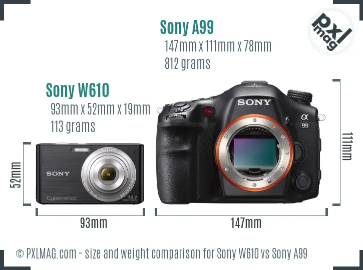 Sony W610 vs Sony A99 size comparison
