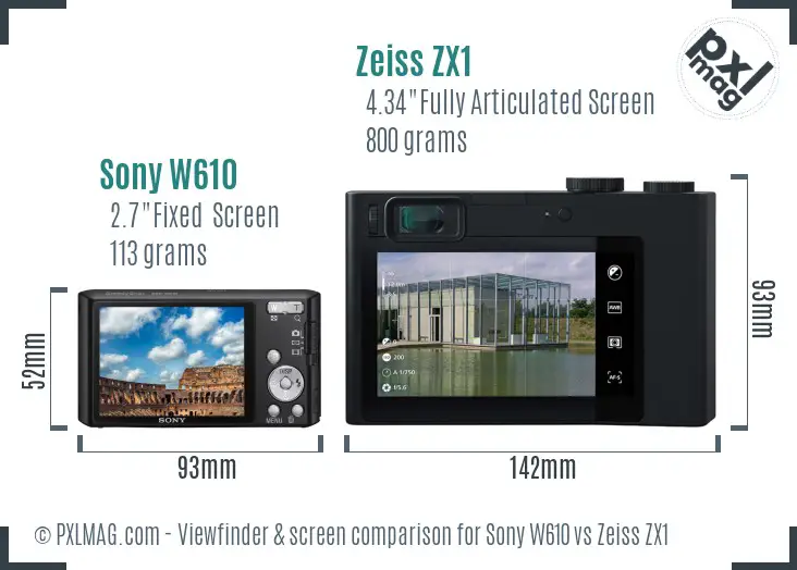 Sony W610 vs Zeiss ZX1 Screen and Viewfinder comparison