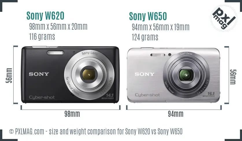 Sony W620 vs Sony W650 size comparison