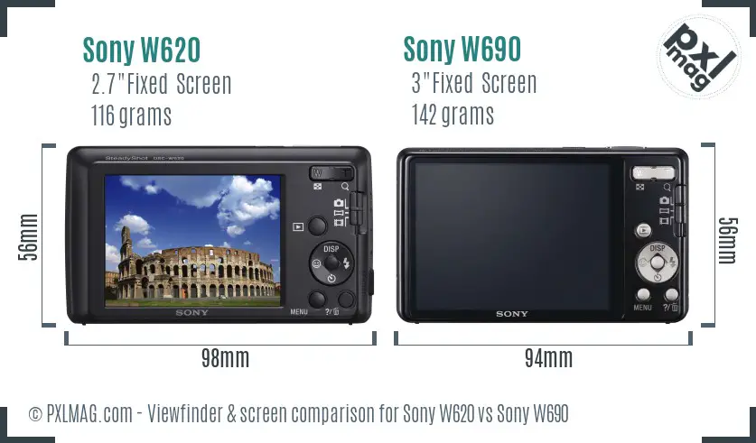 Sony W620 vs Sony W690 Screen and Viewfinder comparison
