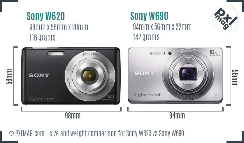 Sony W620 vs Sony W690 size comparison