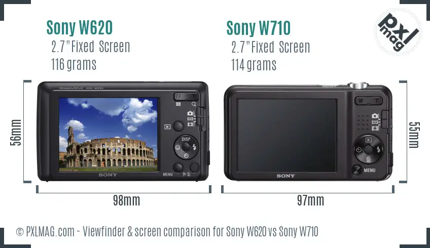 Sony W620 vs Sony W710 Screen and Viewfinder comparison