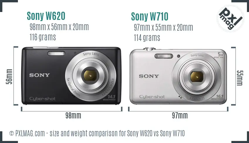 Sony W620 vs Sony W710 size comparison