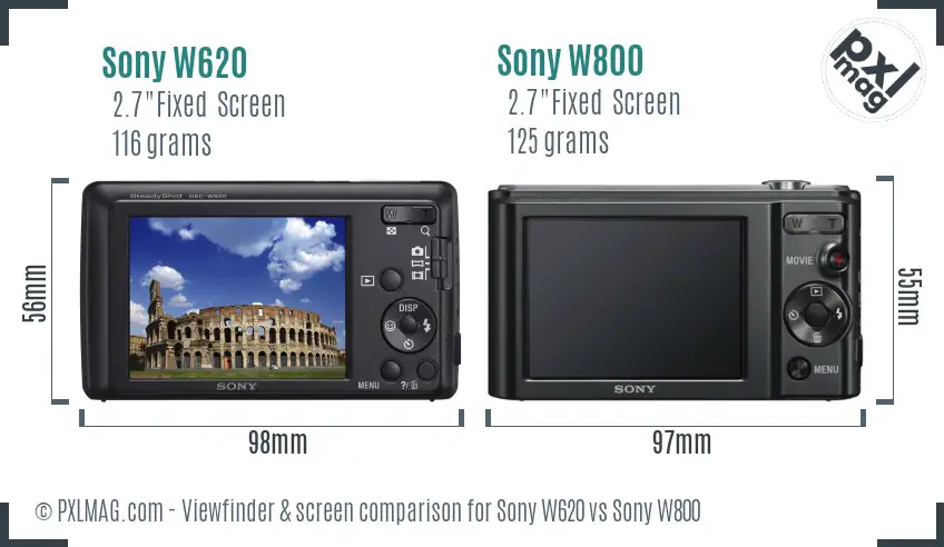 Sony W620 vs Sony W800 Screen and Viewfinder comparison