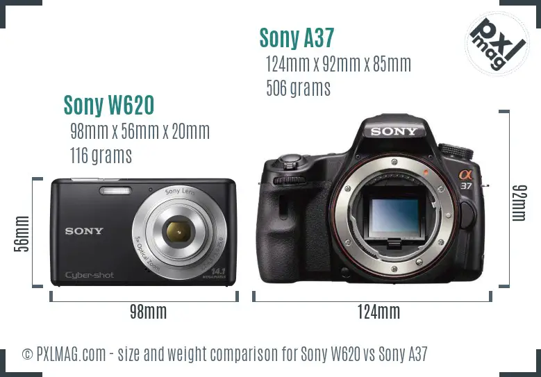 Sony W620 vs Sony A37 size comparison