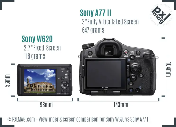 Sony W620 vs Sony A77 II Screen and Viewfinder comparison