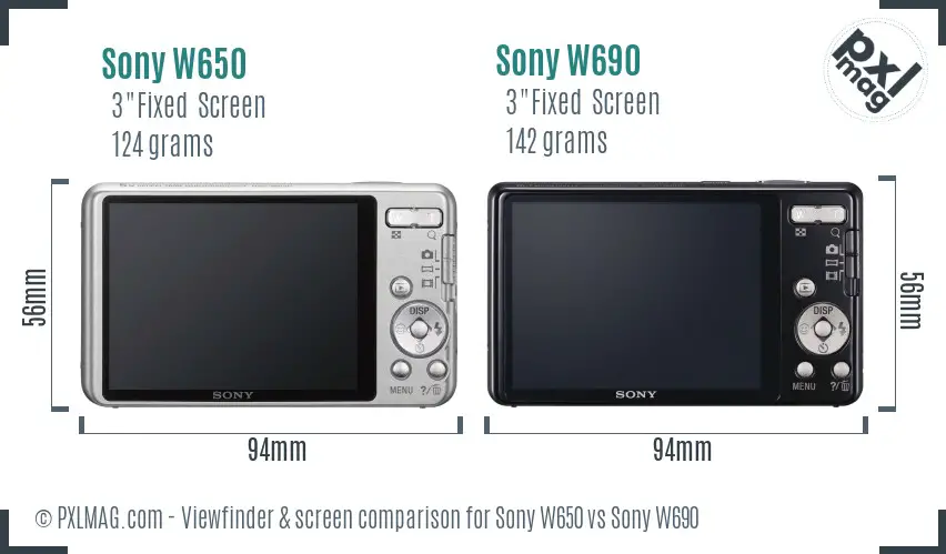 Sony W650 vs Sony W690 Screen and Viewfinder comparison