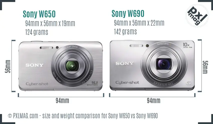 Sony W650 vs Sony W690 size comparison