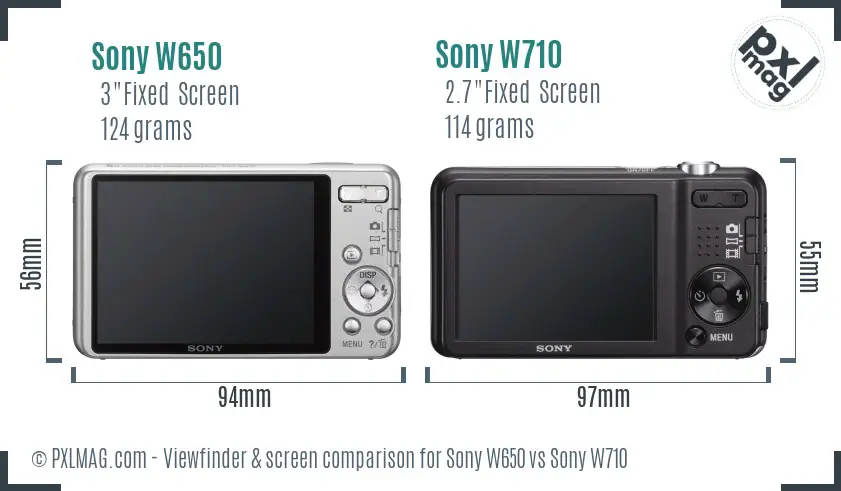 Sony W650 vs Sony W710 Screen and Viewfinder comparison
