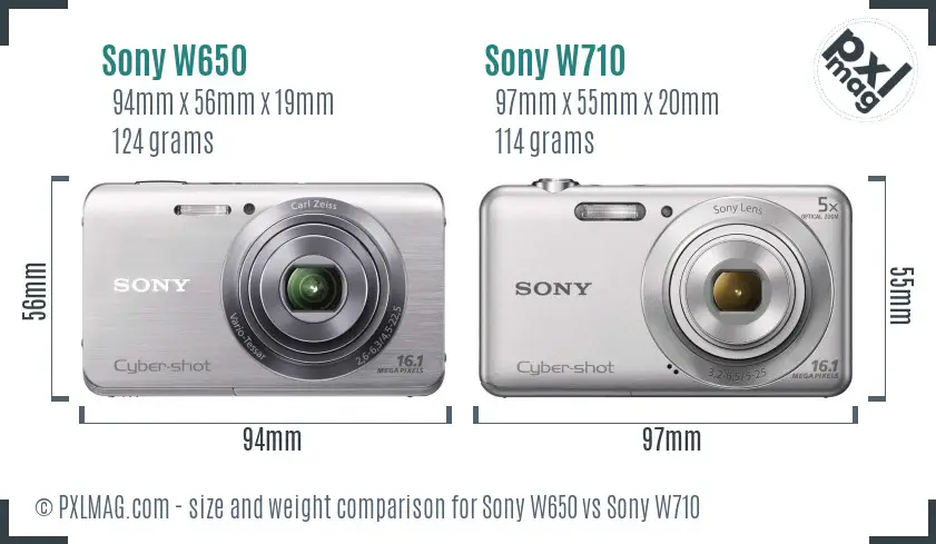 Sony W650 vs Sony W710 size comparison