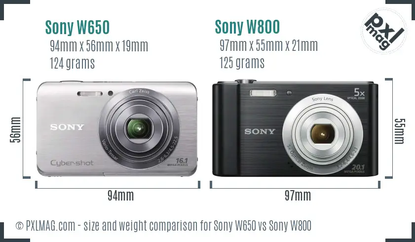 Sony W650 vs Sony W800 size comparison