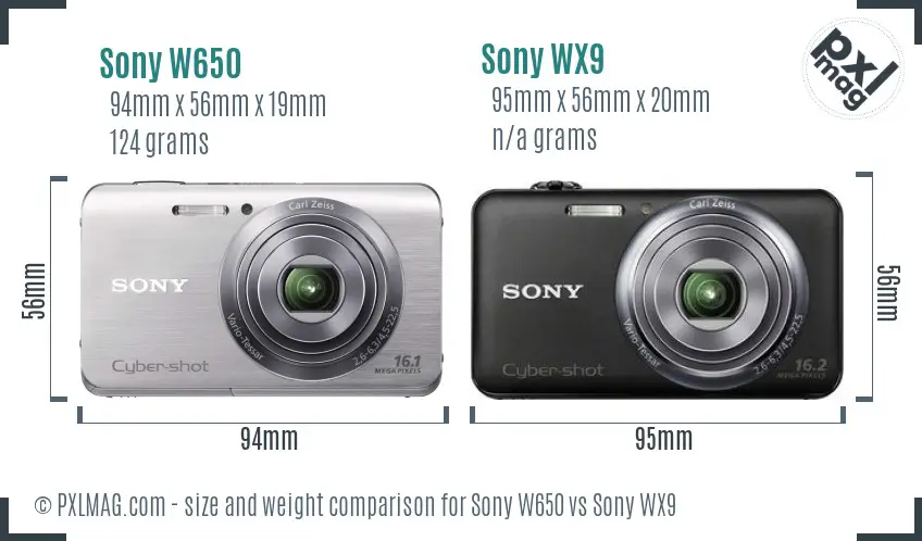 Sony W650 vs Sony WX9 size comparison