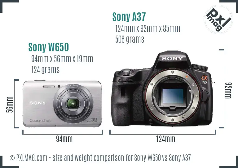 Sony W650 vs Sony A37 size comparison