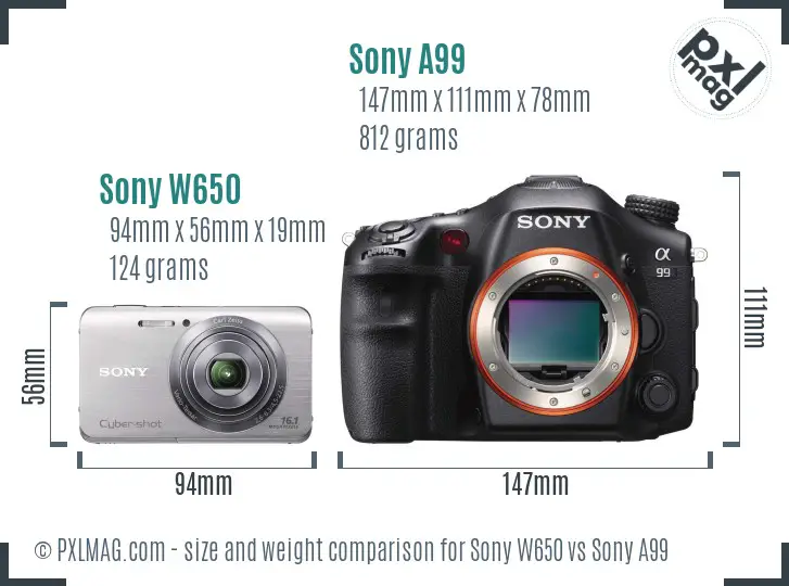 Sony W650 vs Sony A99 size comparison